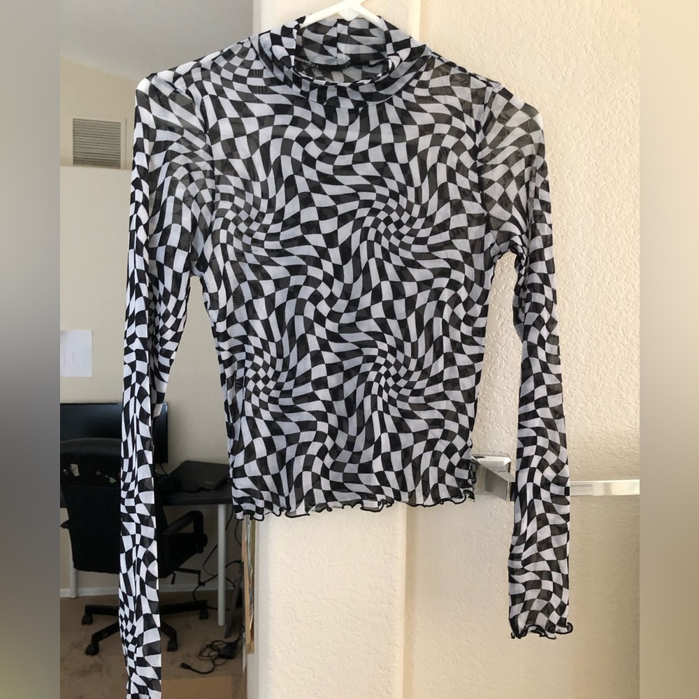 Dressed in LALA checkered mesh top